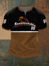 Männer Nummer 88 Print Zip Kurzarm T-Shirt zartstils